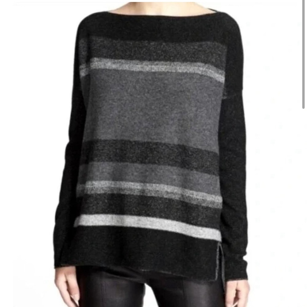 VINCE boat neck wool and cashmere striped sweater XXS